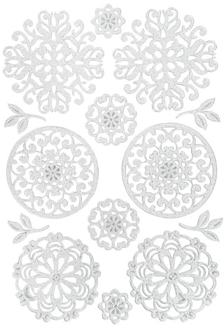 Ideen mit Herz 3-D Sticker Deluxe | Ostern & Frühjahr | Erhabene Aufkleber | ideal für Oster-Deko & Osterkarten basteln | Bogengröße: 21 x 30 cm (Florale Ornamente | silber)