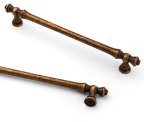 9BUILD Antique Brass 10 Pack Cabinet Handles - 192mm Drawer & Door Handles - Zinc Alloy - Suitable for Kitchen Cupboards & Wardrobes - UK0036