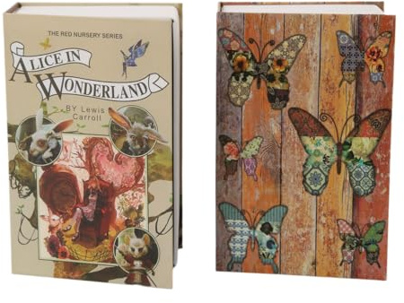 SEPOX® 2Pc-Pack Wonderland Theme 8.5x5x2.2 Safe Book Lock Box, Steel Safe Box Combination Lock, Dorm-Safe & Versatile, Real Paper Cover, Sturdy Steel Interior, Storage for Cash & Valuables