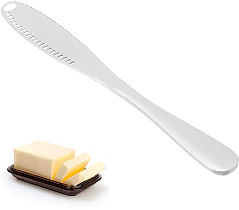 4Pack Butter Knife, Professional 3 In 1 Multi-Function Butter Curler & Spreader with Serrated, Stainless Steel Butter Spreader Knife with Ergonomic Handle for Cutting Butter Cheese Chocolate Jams