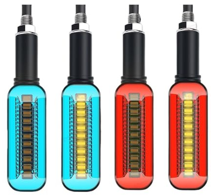 Feux Freinage Clignotants LED Universels pour Moto, Feu DRL À Eau Qui Coule, Feu Stop Arrière, Indicateur D'éclairage Ambre
