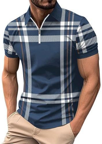 Polo T Shirts for Men UK Short Sleeves Collared T-Shirts Color Block Sports Golf Polos Outdoor Sports Athletic Tennis Performance Breathable T-Shirt for Golf Tennis Work Golf Clothing T-Shirts