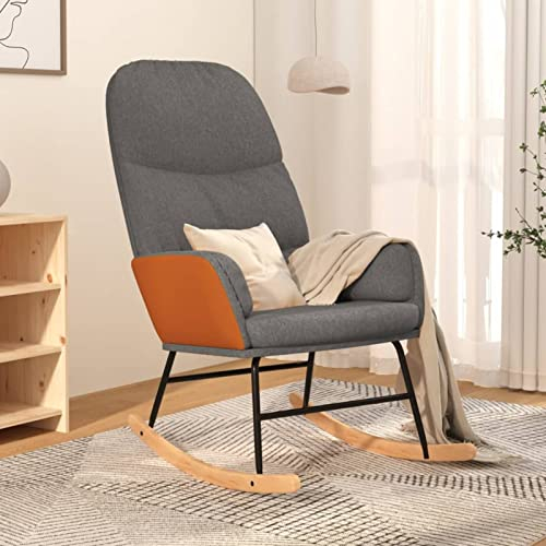 Chaduof Schaukelstuhl, Sessel Wohnzimmer, Schaukelsessel, Schwingsessel, Stillsessel, Tv Sessel, Ohrensessel, Relaxsessel, Rocking Chair, Hellgrau Stoff