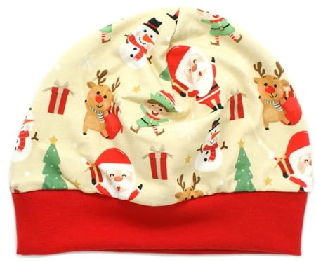 Kleine Könige Mütze Baby Jungen Beanie · Modell Rentier Weihnachtsmann Weihnachtsparty beige, rot · Ökotex 100 Zertifiziert · Größe 74/80