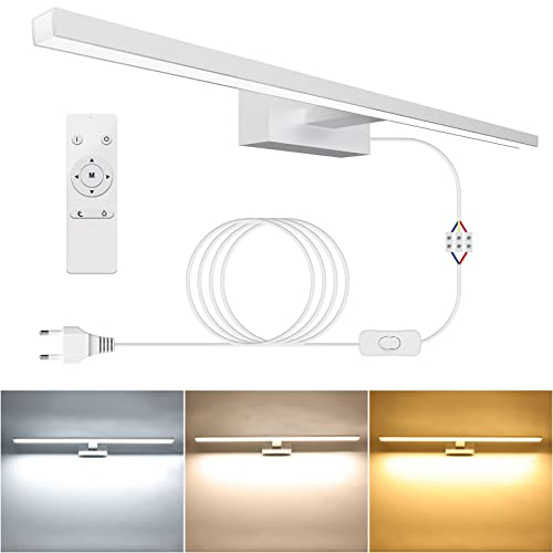 NIORSUN Lampe miroir de salle de bain LED 15 W 60 cm, 1400 Lm, gradation libre 3 000 K - 6 000 K, lampe de miroir dimmable avec télécommande, acier inoxydable, lumière miroir de salle de bain étanche