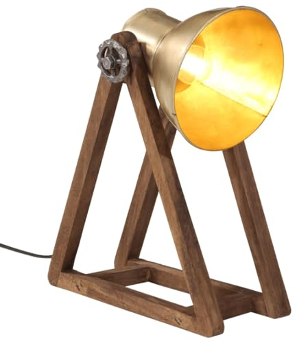 vidaXL Schreibtischlampe, Tischlampe für Wohnzimmer Esszimmer Büro, Schreibtischleuchte Handbemalt, Leselampe Nachttischlampe, Industrie-Stil, 25W Antik-Messing E27
