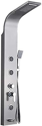 Edelstahl 5-Funktions-Wasserfall-Regenduschpaneel Massagesystem Wannenauslauf Handbrause Duschsäule-Schwarz,Gebürstetes Nickel