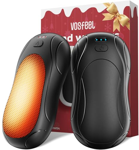 VOSFEEL Chauffe Main Portable, Autonomie 23H, 2 en 1 Chaufferette Main Réutilisable, 6000 mAH Conception Divisée Amovible, 2S Chauffage Rapide, Jusqu’à 55 °C, Cadeau de Noël Chaleureux, Noir