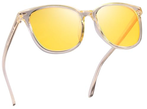 Myiaur Nachtsichtbrille für Damen Polarisiert Nachtfahrbrille mit Gelben Gläsern & Anti-Blendung Stylisches Rechteck-Design
