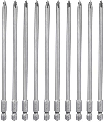 sourcing map Lot de 10 embouts de tournevis cruciformes PH1 à tige hexagonale de 150 mm de long magnétique en acier S2 de qualité industrielle Tige de 5 mm