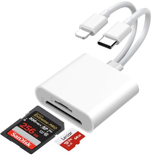 Ticenpe 2 in 1 USB C Lightning SD Card Reader for iPhone iPad, Macbook, Samsung, Camera, Laptop - SD/TF Card Adapter, 5Gbps Data Transfer, Plug & Play, Compatible with iOS, Android, Windows, Linux
