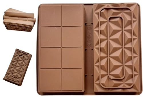 Deep Chocolate Bar Moulds Silicone, Brown Chocolate Bar Molds, Chocolate Bar Mould Deep - Silicone Moulds Heat Resistant for Desserts and Candy Making for Stuffed Bar