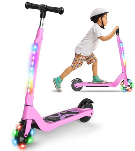 SISIGAD E Scooter Kinder für 6-12 Jahre, E Roller Kinder 5.3 Zoll Kinderroller mit Blinkende LED-Leuchten & 3 Einstellbare Höhe, Elektroroller Kinder Max 10km/h, 45W Motor, Maximale Belastung 70kg