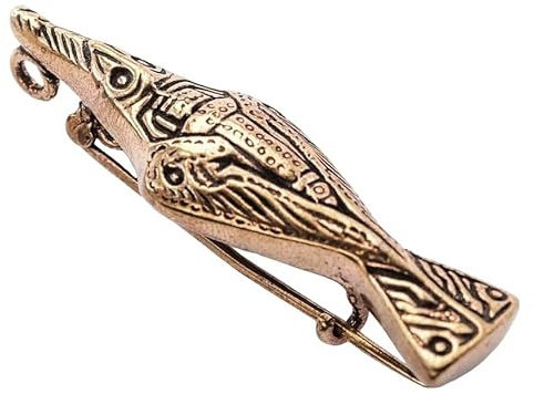 Wikinger Fibel MUNIN 4.8 cm Odins Raben Schmuck Bronze