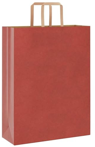 vidaXL Papiertragetaschen 250 Stk., Papiertüten mit Henkeln, Kraftpapiertüten, Geschenktüten für Einkaufen Hochzeiten Verpackungen Partys Geburtstag Weihnachten, Rot 32x12x42cm