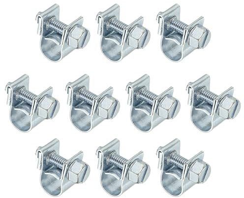 PATIKIL 6-8mm Mini Colliers de Serrage pour Tuyau d'Injection de Carburant, 10 Pièces Colliers de Serrage de Ligne de Carburant Réglables en Zinc Plaqué Assortiment de Clips de Tuyaux