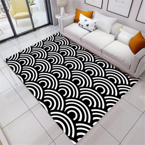 RUGMRZ Webteppich Bürostuhl Unterlage Teppich Sofa Wohnzimmerbereich Teppich schwarz und weiß rutschfest kann angepasst Werden Schlafzimmers Kinderteppich Outdoor Teppich XXL 180X250CM