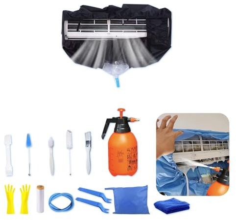 Kit de limpieza para aire acondicionado split ZSPLIT-MAIR, bolsa de limpieza para aire acondicionado split, kit de limpieza para aire acondicionado split（ 15pezzi, Negro）