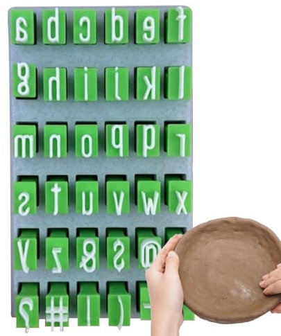 Juego de sellos de arcilla del alfabeto en mayúsculas y minúsculas, sellos de prensa de letras de arcilla pequeña, herramientas de estampado de alfabetos, diseño fácil de usar, construcción portátil