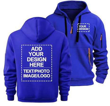 CLMETHE Felpe con cappuccio da uomo personalizzate pullover mezza zip da 1/4 maglioni personalizzati top loghi personalizzati immagini di testo tute abbigliamento da lavoro con tasche,G-L