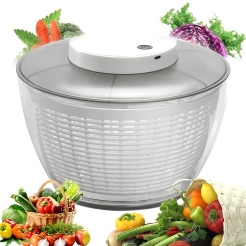 Essoreuse à salade électrique, séchoir à laitue sans fil, rechargeable par USB, rotatif à salade à séchage rapide, bol en matériau de 4,5/6 L pour laitue et fruits