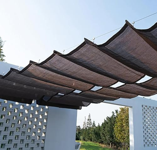 Rete Ombreggiante Telo Ombreggiante Tenda A Vela Parasole Rettangolare Ombra 90% Protezione Solare Tessuto Ombreggiante Traforato Esterno/Cortile/Balcone/Patio/Giardino,brown-5x7m