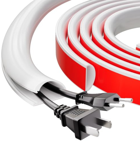 1M White Silicone Cable Trunking, Large Cable Tidy Hider for 2-3 Cables | Self Adhesive Soft Cord Hider for Wall Mounted TV, Flexible Cable Raceway for Wires on Wall, Home & Office Cable Management