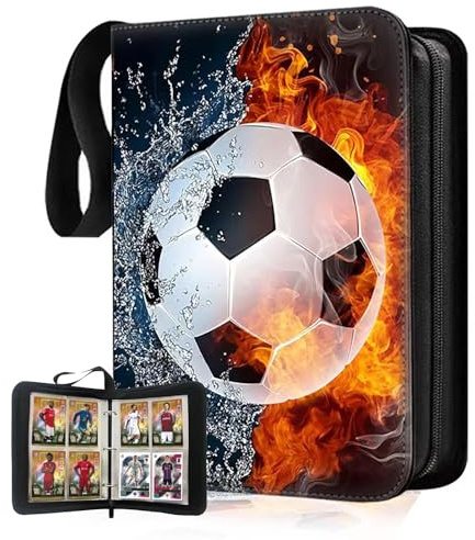 Album per Carte da Calcio, Album Collezionabile con 50 Pagine 400 Tasche, Binder Portatile Impermeabile con Cerniera per Carte Calcistiche, Panini, Match Attax - Regalo per Appassionati