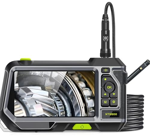 NTS500 Inspektionskamera Endoskop-Boreskop mit 5 IPS Bildschirm, IP67 wasserdicht 1080P HD Inspektionskamera für Auto Rohr Sanitär Heizung Lüftung Klima (Doppel-8mm-3M)