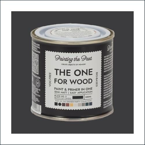 The One for Wood Paint & Primer 250ml Black No. 2 Blown Out Candle | Semi Matt Finish, Bio-Based & VOC-Free Formula for Wooden Furniture & Surfaces | Durable & Easy Indoor Home Decorating