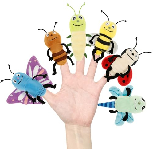 VAVPUP 6/7Pcs Insect Finger Puppet Set,Mini Hand Puppet Suitable for Kids,Soft Plush Baby Party Bag Fillers for Role-Playing and Storytelling Boys&Girls Gift Educational(6/7PCS)