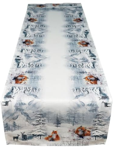 texpot Tischläufer 40 x 90 cm Fuchs im Winterwald Weihnachten Tischband