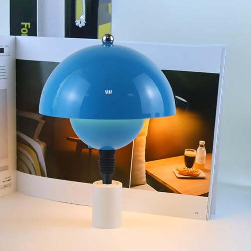 Starnearby Lampada Bottiglia Senza Fili Touch, Lampada da Tavolo Bottiglia LED Ricaricabile a Forma di Fungo, Lampada da Comodino Dimmerabile 3 Colori per Casa, Bar, Ristorante (Blu)