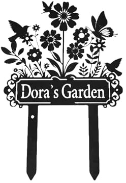 Generisch Personalisierte Gartenstecker mit Text Metall Gartenschilder Spruchschild Gartendeko für Draußen Wetterfest, Individuelle Namensschild Gartenzubehör Metallschild für Garten Terrasse Balkon