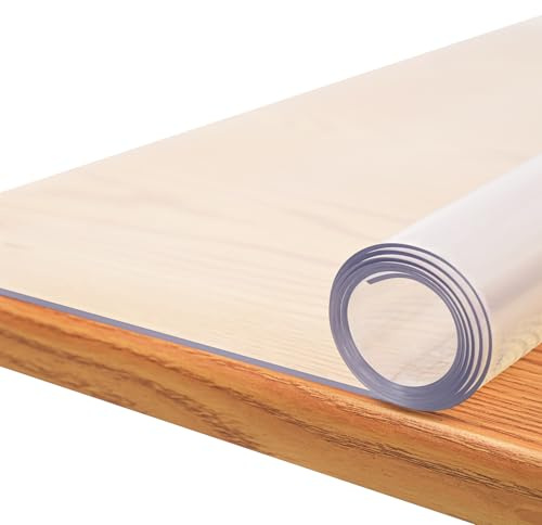 Transparente Tischdecke 2mm Stärke 90x140cm PVC Tischfolie Transparent Tischschutz wasserdichte Tischschutzfolie Kratzfest Fleckenschutz Abwischbare Schutzfolie für Esstisch Glastisch HolztischT