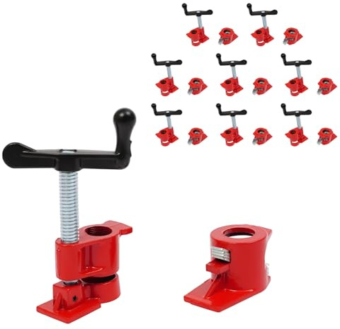Set di 8 morsetti per tubi da 3/4, morsetti a vite in ferro con meccanismo a sgancio rapido, per lavorazione del legno, mobili, officina, tubo da 26,5 mm (rosso/nero)