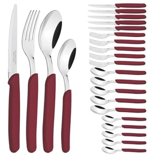 TRAMONTINA 178727 Servizio Posate, Acciaio, Rosso, 24 unità