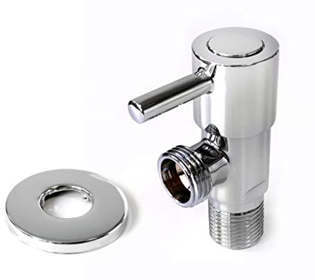 Xcel Home Verchromt Absperrventil für Dusche | 1/2 Zoll BSP | 1 Stück | Eckventil Absperrhahn Wasserhahn Einhebel EIN/AUS BSP-Anschluss (1,27 cm) Bidet Shattaf Handbrause | Messing mit Abdeckplatte