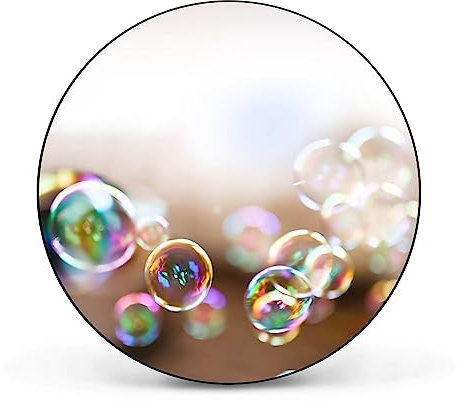 banjado Magnettafel Ø 47cm Schwarz - Magnetwand aus Metall - Magnetpinnwand als Memoboard - Pinnwand Magnettafel Küche, Büro, Kinderzimmer inkl. 4 Magnete & Montageset - Seifenblasen