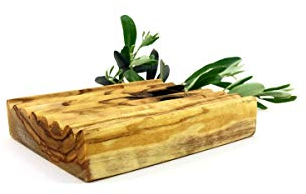 2 Stück Seifenschale aus natürlichem Olivenholz, natürliche Holzspüle, Seifenhalter, Seifenhalter, Handarbeit, für Küche, Badezimmer, Dusche und Theke 2 (PCS)