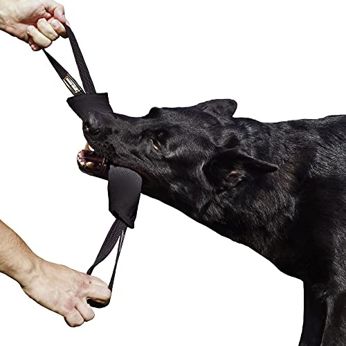 Dingo Gear Baumwolle-Nylon Beißwurst 28 x 7 cm, Schwarz | 2 Griffen, Hundetraining, IGP IPO Obiedence, Schutzhund, S00074