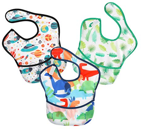 PandaEar 3 Pack Super Light Weight Baby Bib, Waterproof, Washable, Stain Oil and Odor Resistant 5-36 Months| Multi| Boy