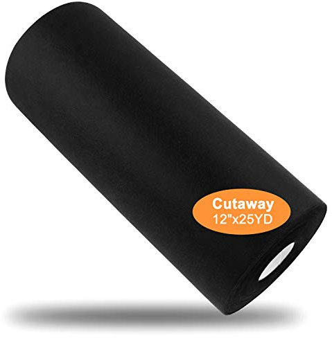 New brothread Schwarze Cut Away (Schneiden Sie) Maschinen Stickvlies 12 x25Yd (30cmx23M) Rolle - Mittleres Gewicht 70gm (2.5oz) - 3 Optionen - Tear Away/Cut Away/No Show Mesh