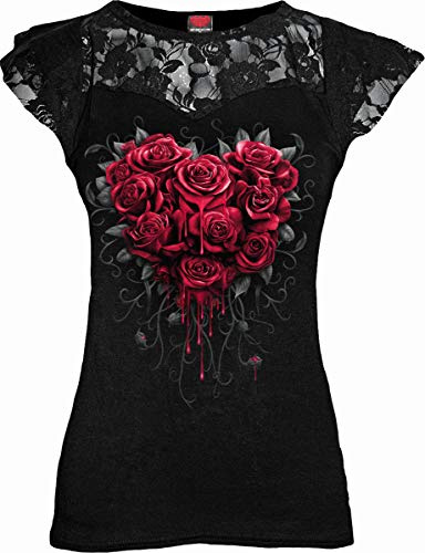 Spiral Bleeding Heart Frauen T-Shirt schwarz Gothic, Rockwear, Romantik
