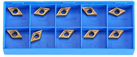 Inserti per Tornio Metallo Duro 10 Pezzi Utensili Tornio per Metallo DCMT070204 US735 DCMT51.51 Oro Inserto di Carburo CNC Utensile per Tornio con Alta Precisione e Durabilità per Lavorazioni