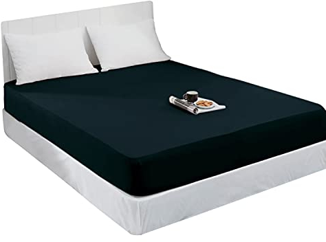 Mixibaby Spannbettlaken Jersey Spannbetttuch 100% Baumwolle Bettlaken Spannbettuch Laken 28 Farben, Größe:140 x 200 cm, Farbe:Dunkelgrün