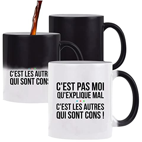 Planetee Mug magique thermoréactif C'est pas moi qui explique mal Perceval | Tasse qui change de couleur avec la chaleur