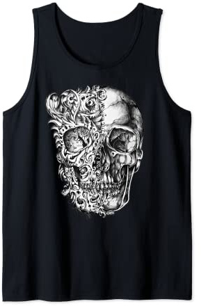 Calavera schwarzer Schädel Totenkopf Herren Damen T-Shirt Tank Top