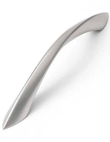 JIASENBAO 10 Pack Brushed Nickel Cabinet Pulls 5 Inch Arch Twisted Silver Handles Drawer Kitchen Cupboard Bathroom Dresser Cabinet Hardware Zinc Alloy