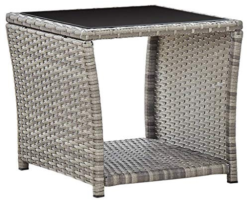 Gecheer Soffbord trädgårdsbord av poly rotting 45 x 45 x 40 cm (L x B x H) med en förvaringsyta nertill, balkongbord loungebord soffbord för terrassen eller trädgården
